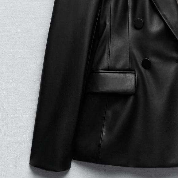 Zara Leather Blazer Jacket - Picture 7 of 10